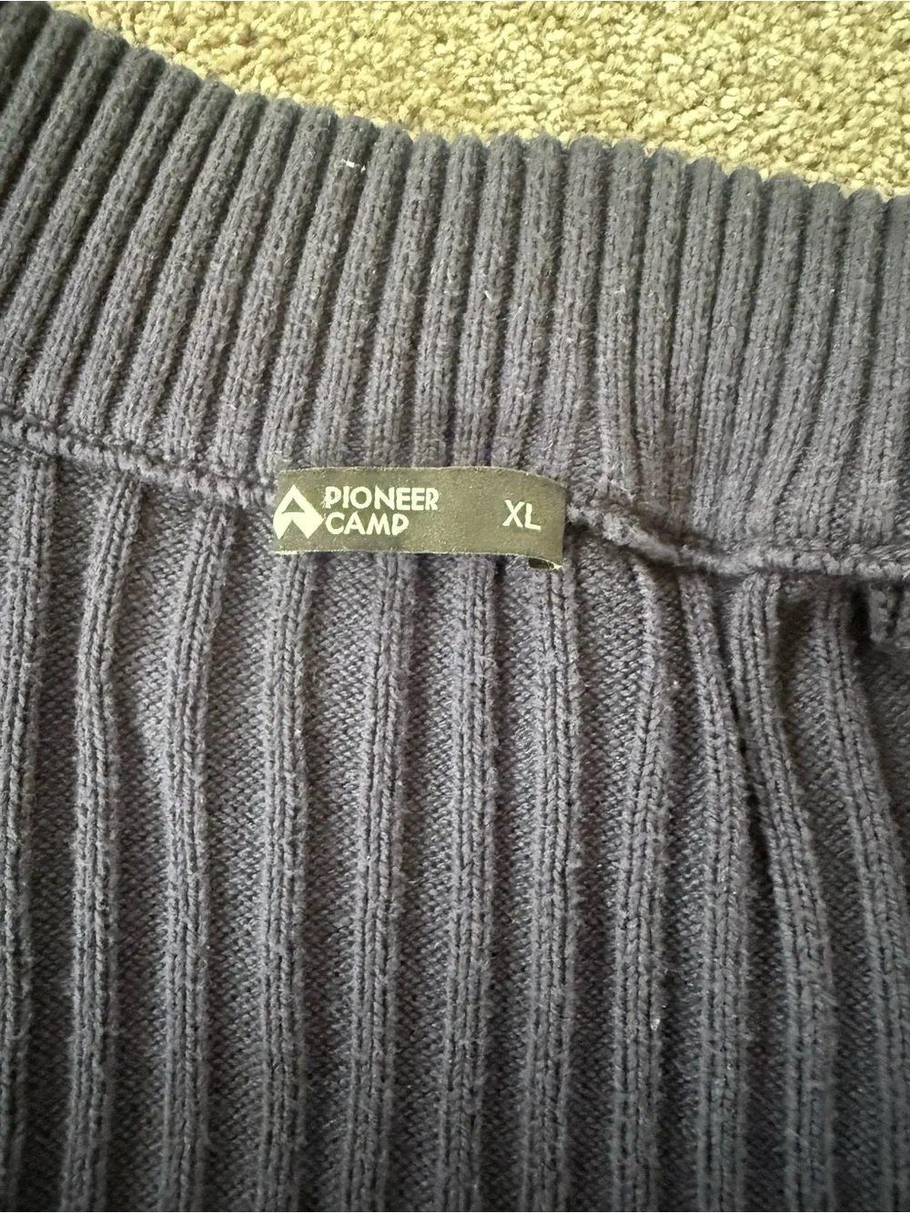 PIONEER Navy Ribbed Zip-Up Sweater Jacket